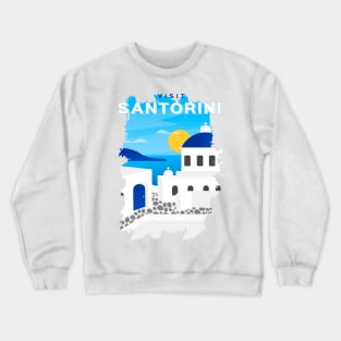 Santorini, Greece - retro travel poster Crewneck Sweatshirt